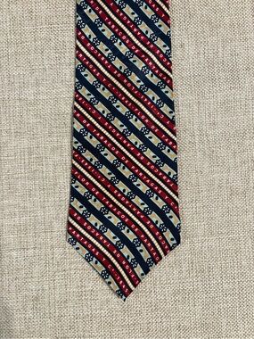 Vintage Partagas 1845 Cigar Silk Tie Tobacco Novelty Navy Burgundy USA